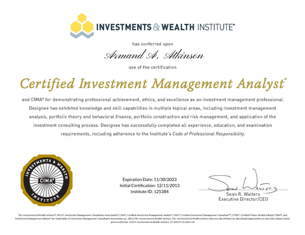 Advanced Wealth Planning Group CIMA Armand A. Atkinson